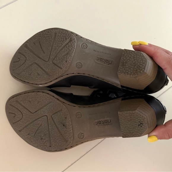 REIKER Gladiator Black Leather Sandal Lace Up Heels 9 - Picture 5 of 6